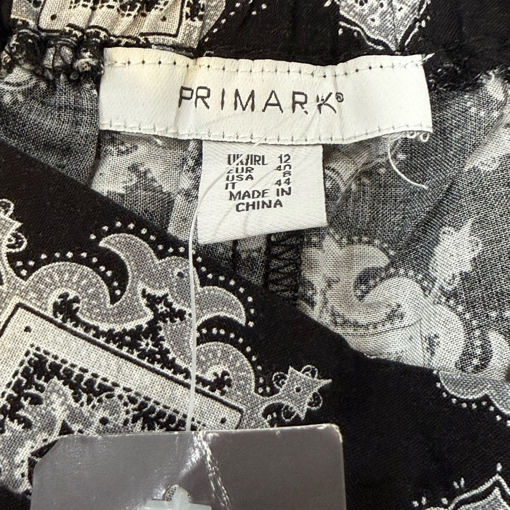 Primark Black and White Bandana Print Pants
